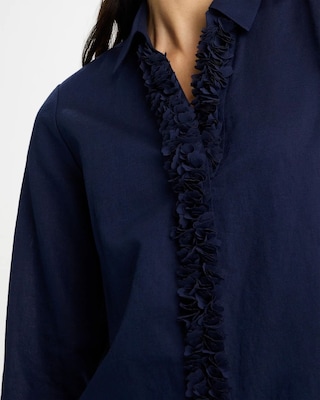 Linen Flower Embellished Blouse click to view larger image.