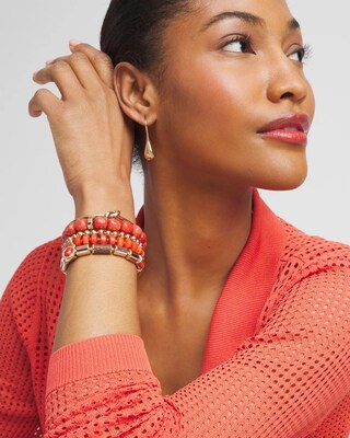 Orange Agate Drop Off Stretch Bracelet