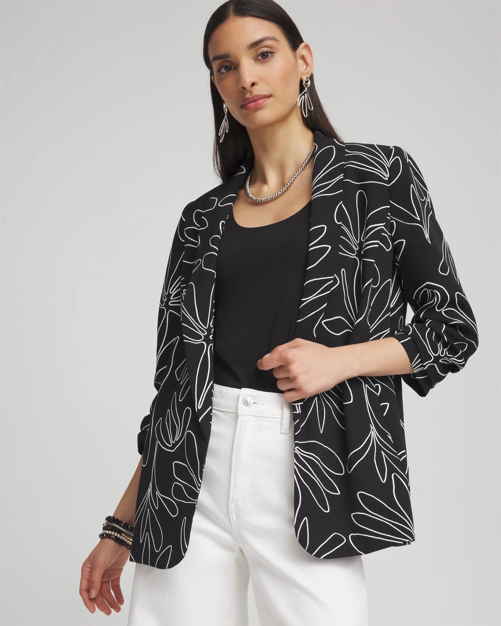Palms Ruched Sleeve Soft Jacket