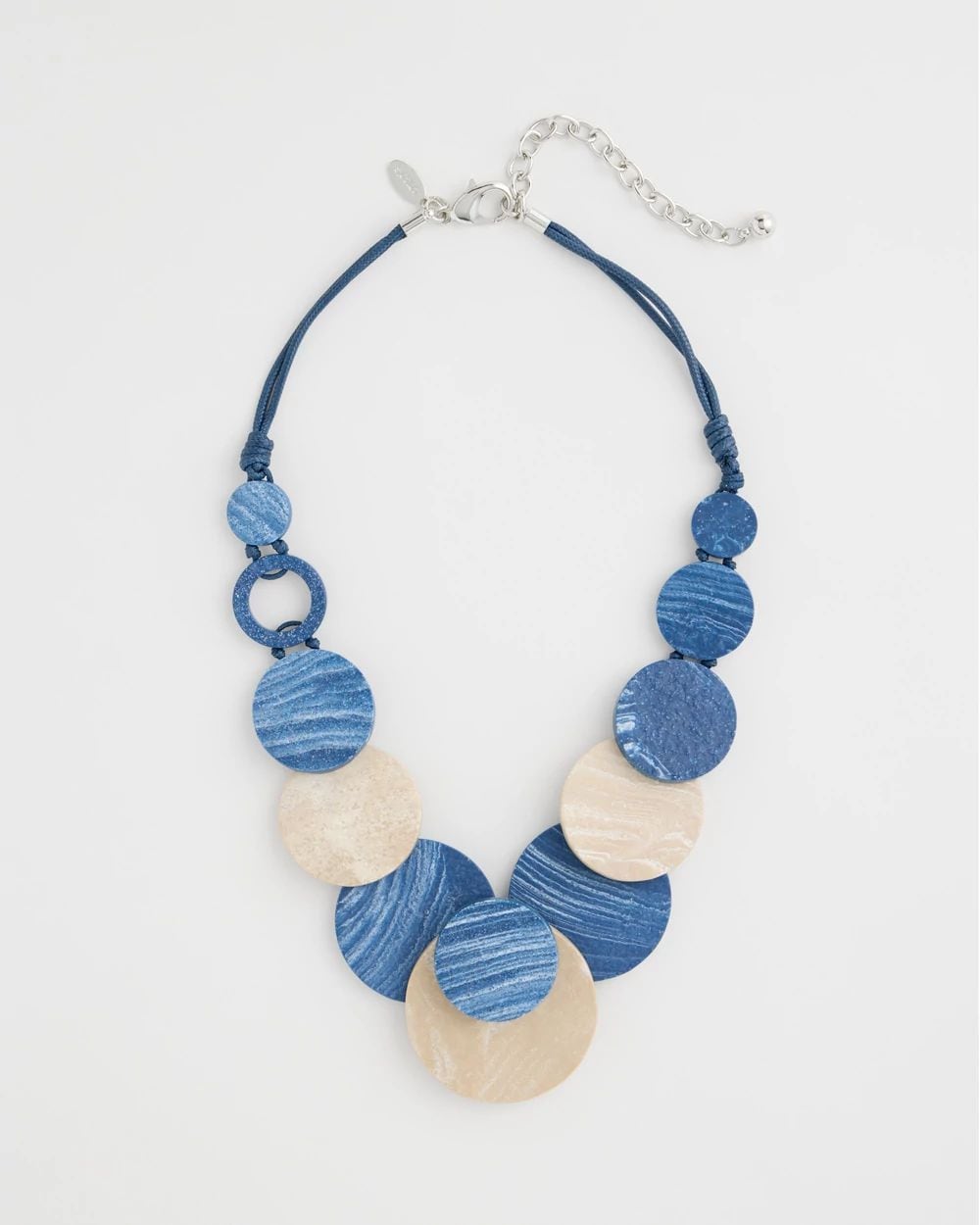Chico's Originals Blue Neutral Wood Bib Necklace