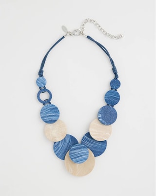 Chico's Originals Blue Neutral Wood Bib Necklace