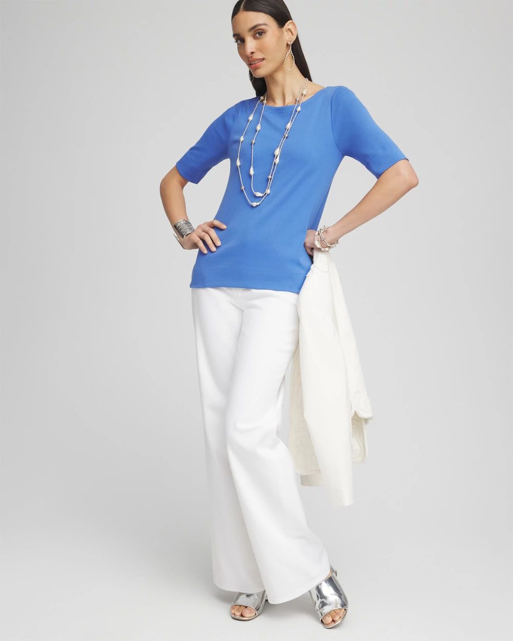 Pima Cotton Bateau-Neck Tee