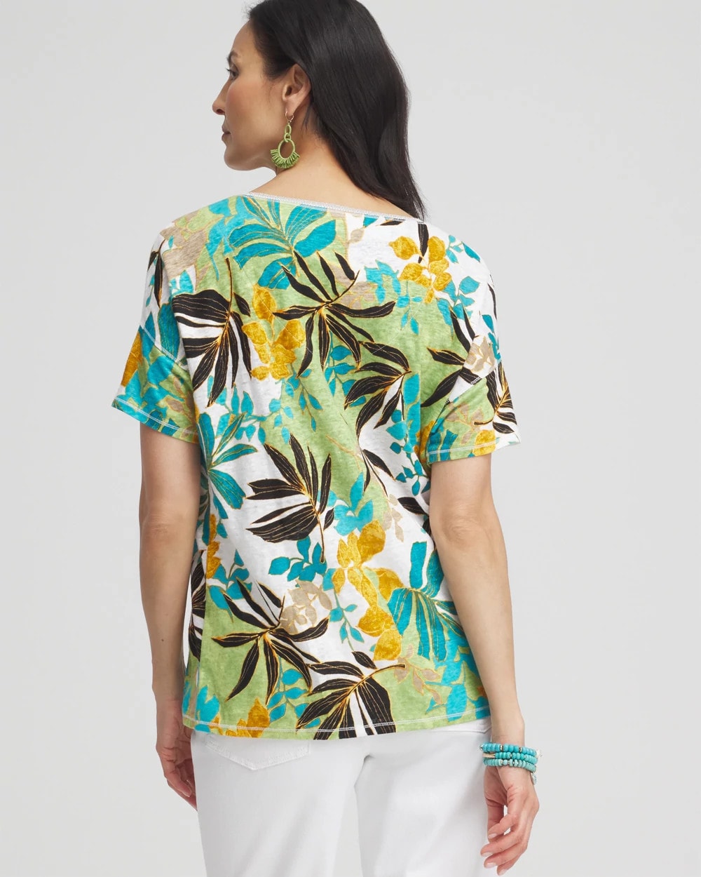 Linen Palms Sweater Trim Tee