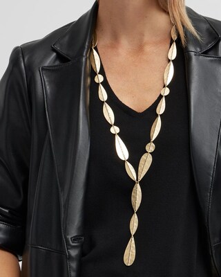 Gold Tone Leaf Y-necklace