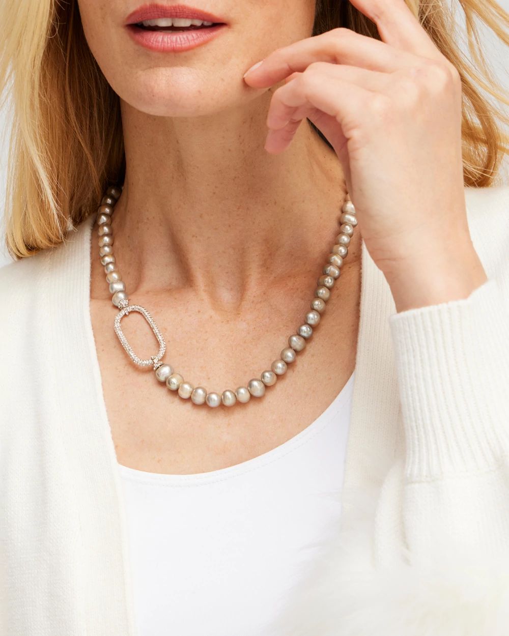 Fresh Water Pearl Pavé Necklace