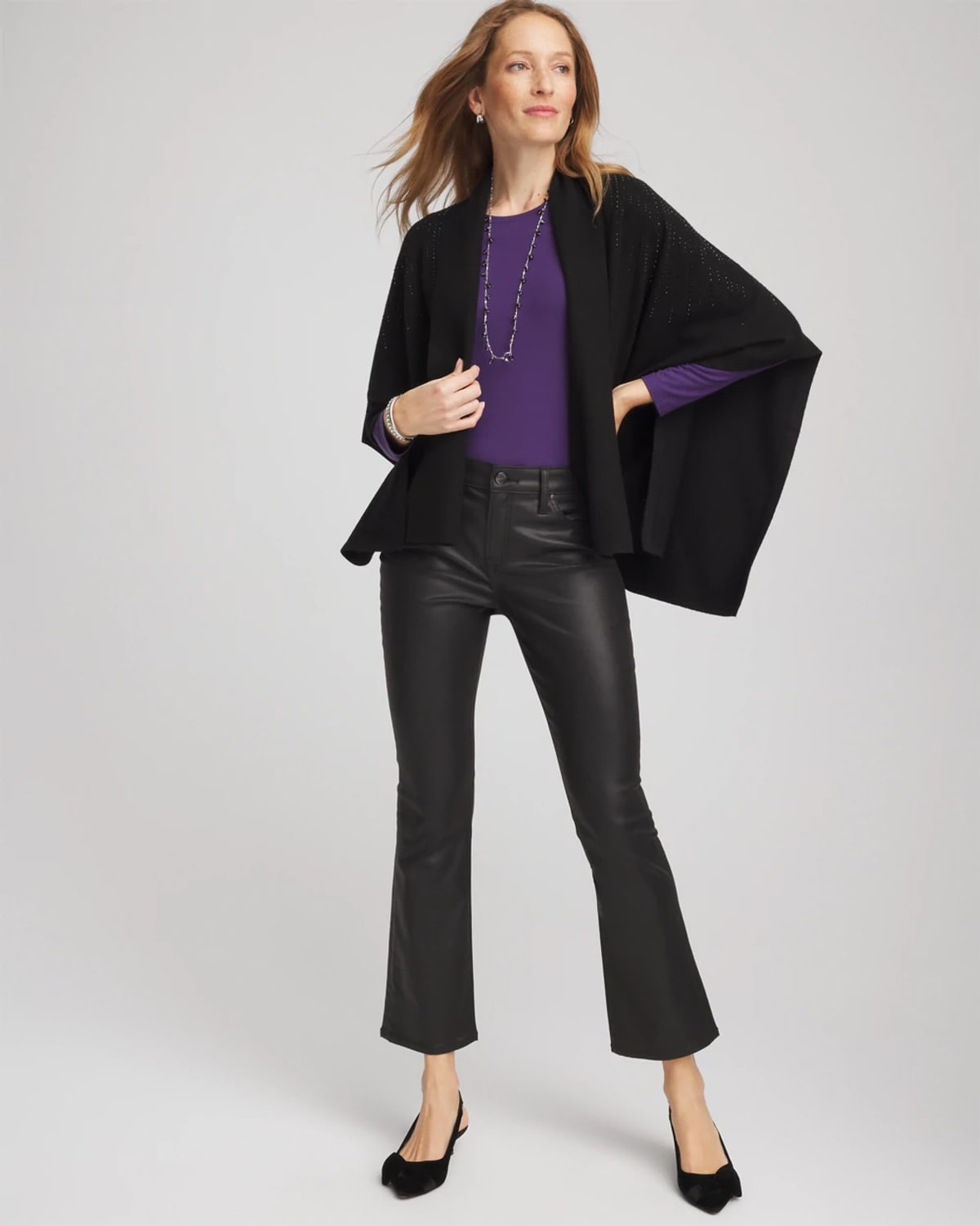 Chico's Touch Of Cool Layering Tee In Purple Elixir