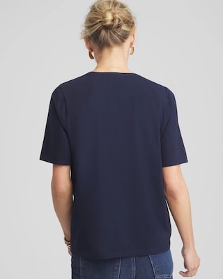 3D Floral Applique Ruffle Tee click to view larger image.