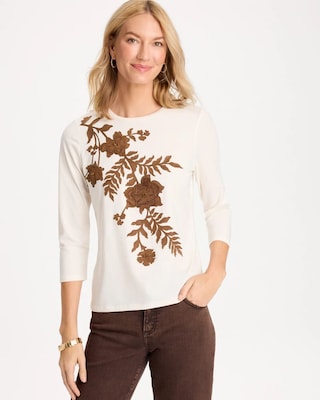 Faux Suede Applique Tee