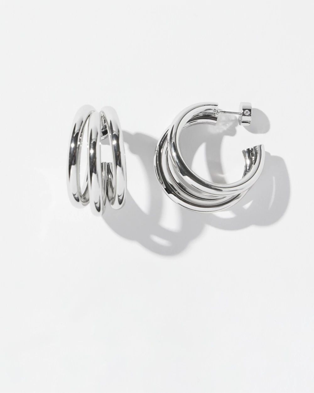Silver Tone Triple Hoops