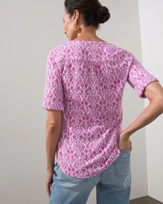 Ikat Henley Elbow Sleeve Slub Tee