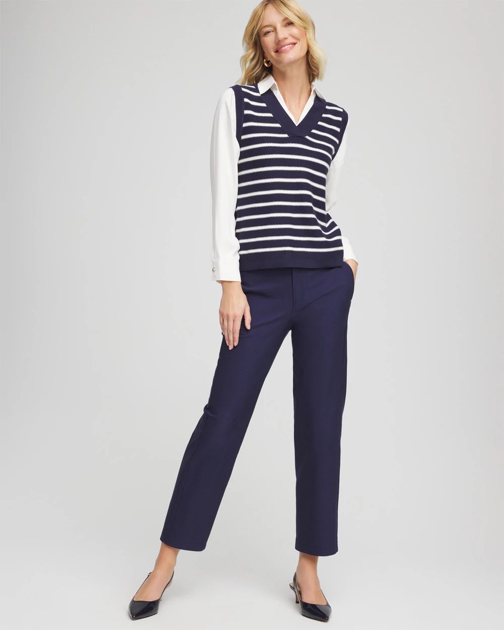 Cotton Straight Ankle Trousers click to view larger image.
