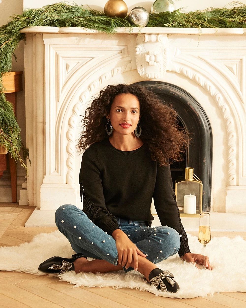 Faux Pearl High Rise Ankle Jeans