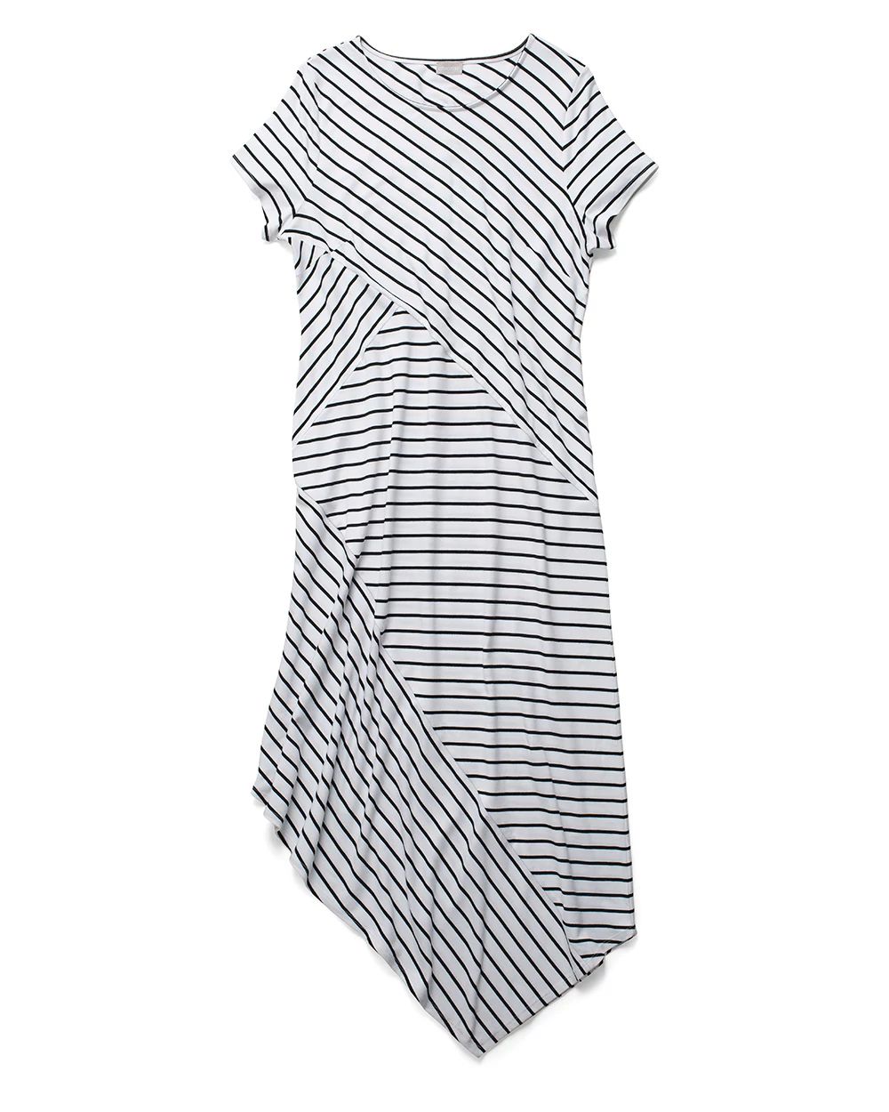 Striped Asymmetrical-Hem Dress
