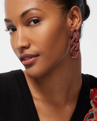 Red Drop Link Earrings