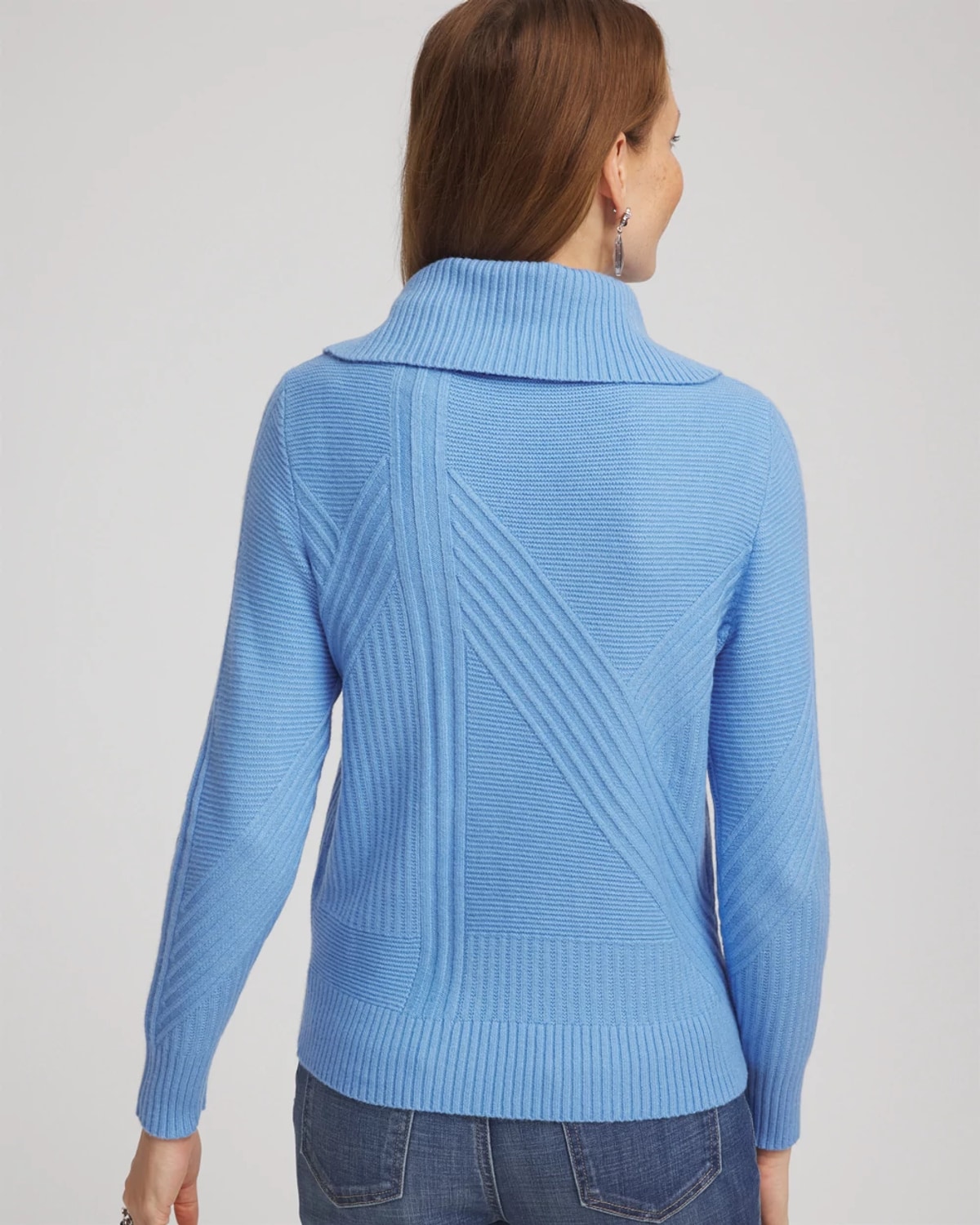 Chico's Ribbed Cowlneck Sweater In Tidal Blue In Blue
