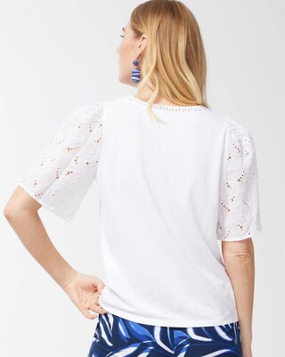 Linen Blend Eyelet Sleeve Top