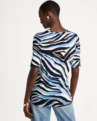 Touch of Cool™ Zebra Animal Print Elbow Sleeve Tee click to view larger image.
