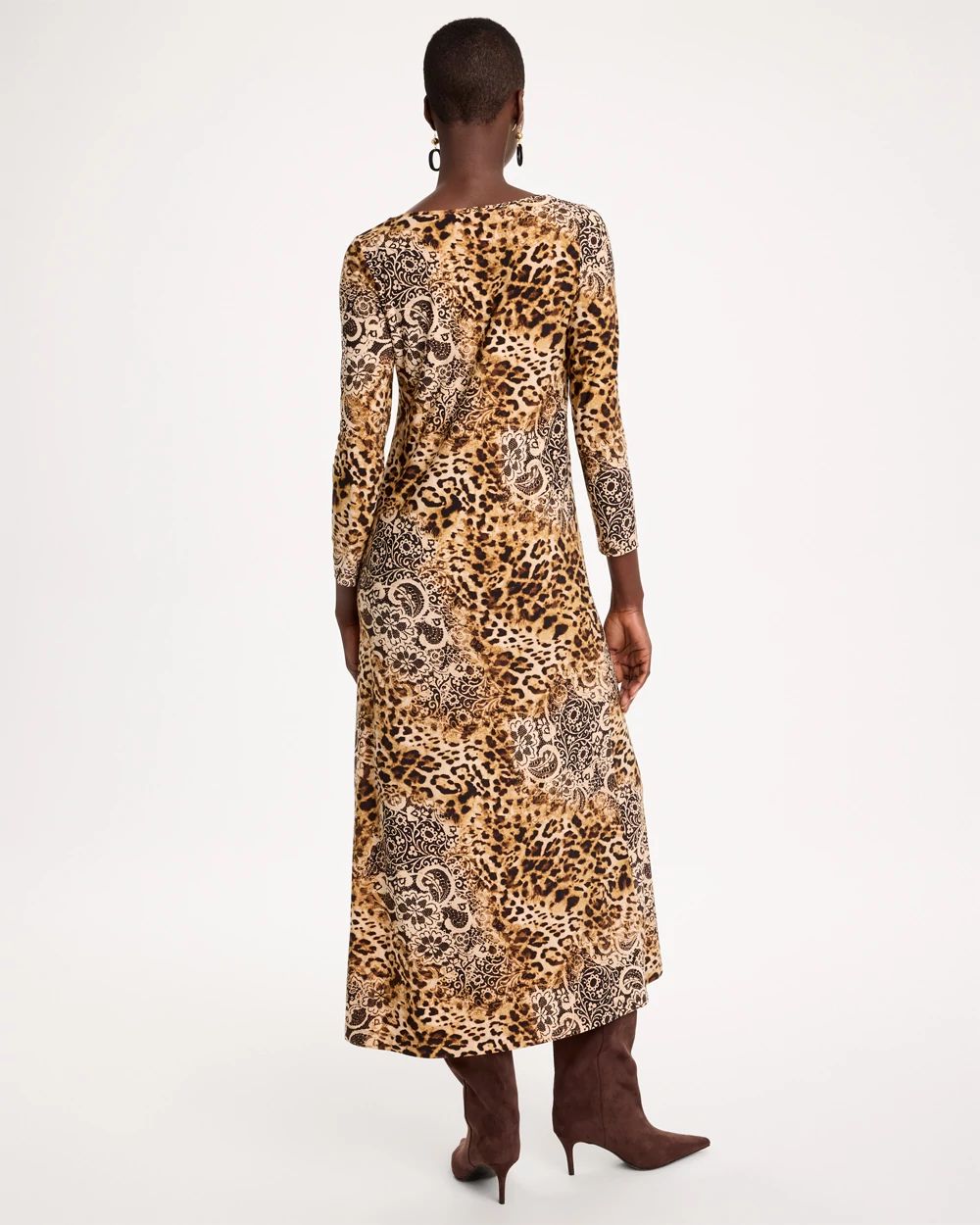 Soft-Stretch Knit Animal Print Dress click to view larger image.