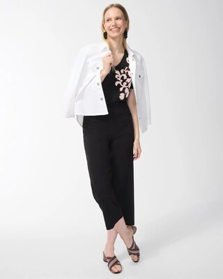Shirred Back Embroidered Linen Tee
