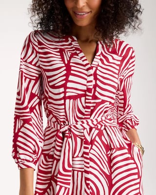 Printed Ruffle-Sleeved Midi Dress click to view larger image.