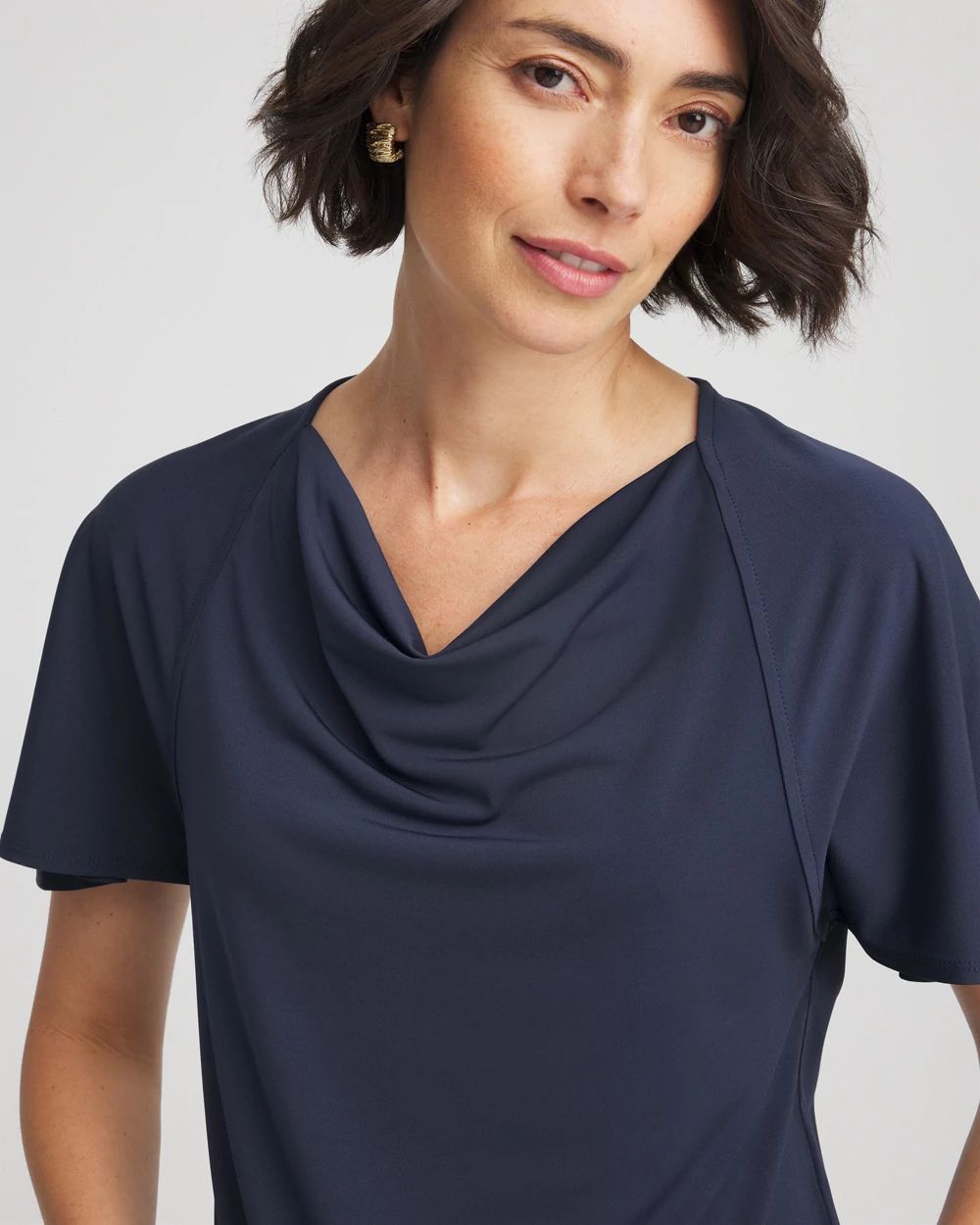 Jersey Knit Cowlneck Tee click to view larger image.