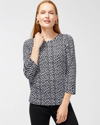 Pima Abstract 3/4 Sleeve Everyday Tee