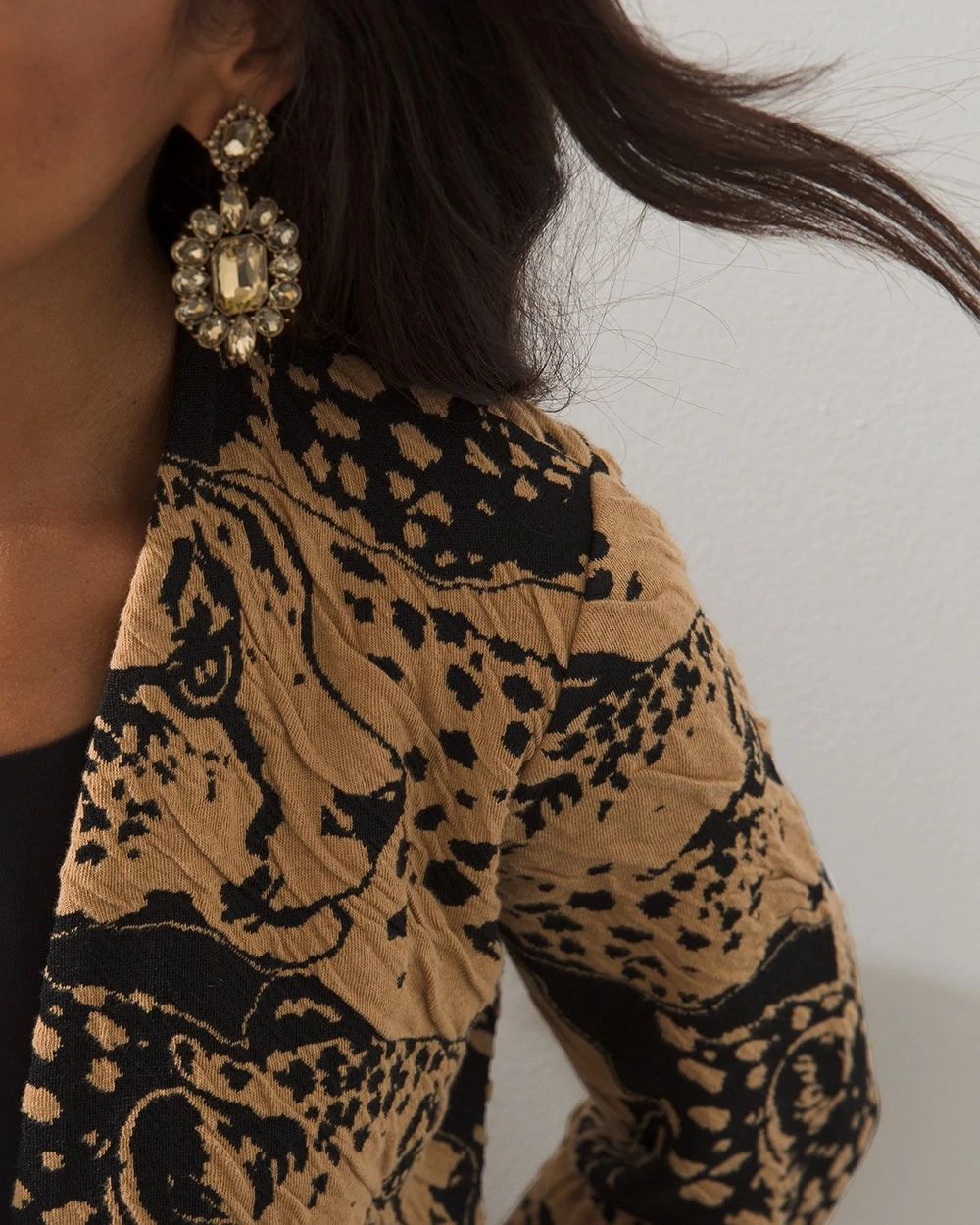 Animal Print Jacquard Cardigan