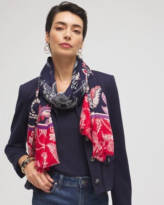 Mixed Floral Print Oblong Scarf
