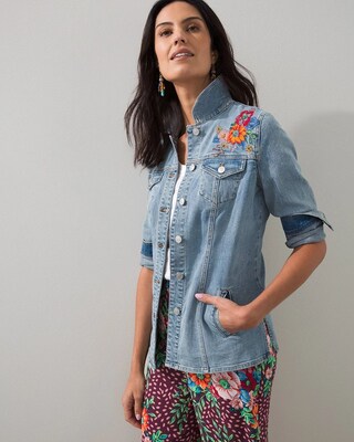 Embroidered Floral Jean Jacket