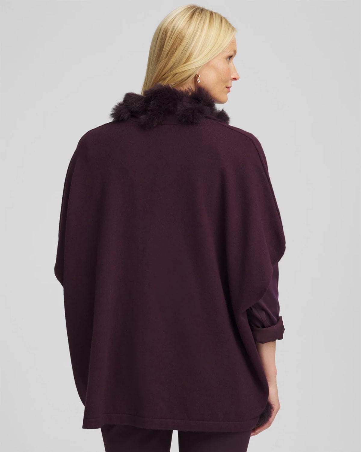 Chico's Faux Fur Cocoon In Night Bloom In Purple