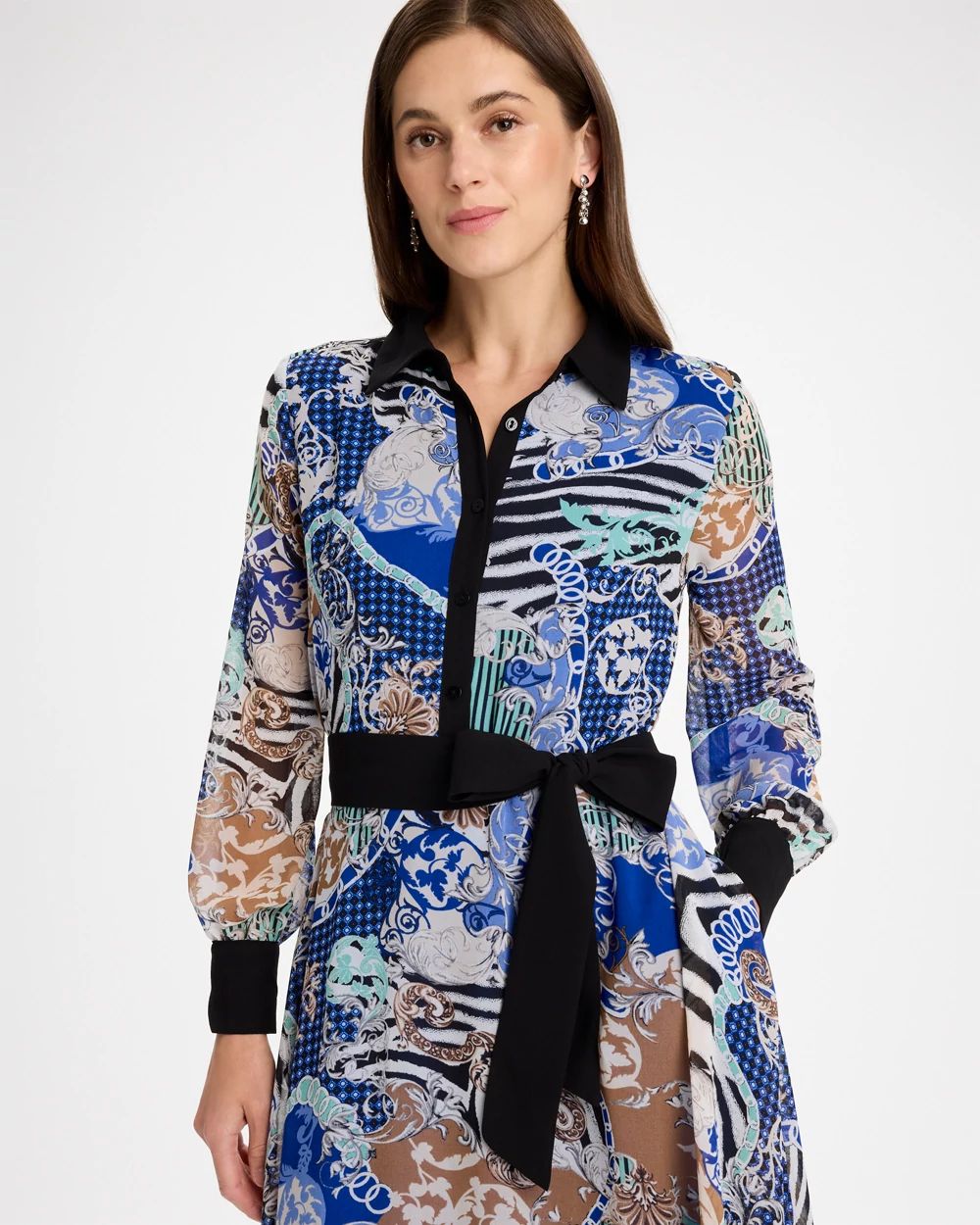 Mixed Print Belted Dress click to view larger image.