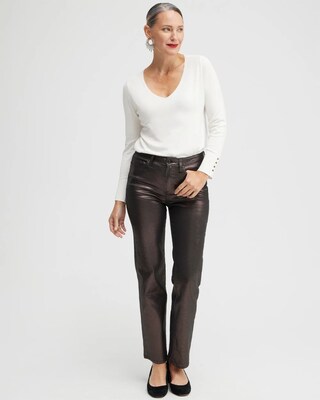 Button Cuff V-neck Pullover Sweater