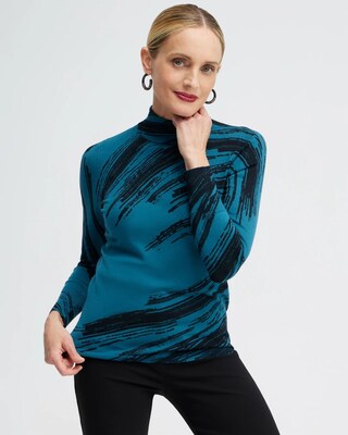 Abstract Print Turtleneck Sweater