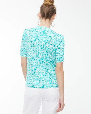 Gathered Sleeve Dots Slub Tee