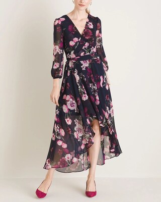 Eliza J Midi Wrap Dress with High-Low Hem