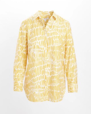 No Iron Stretch Yellow Animal Print Shirt
