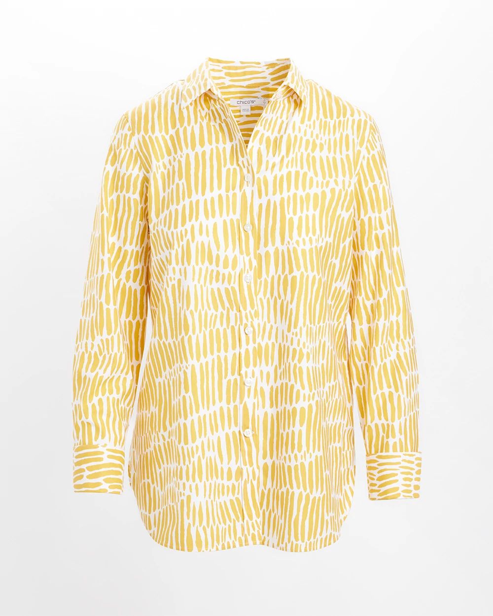 No Iron Stretch Yellow Animal Print Shirt