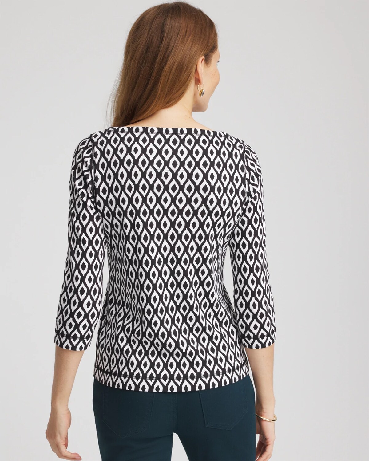 Chico's Pima 3/4 Sleeve Tee In Black In Black