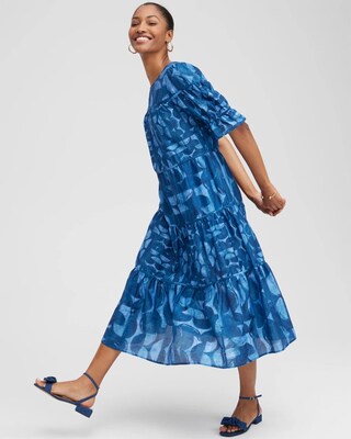 Silk Blend Half Moon Midi Dress