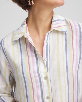 No Iron™ Multi Stripe Linen Shirt click to view larger image.