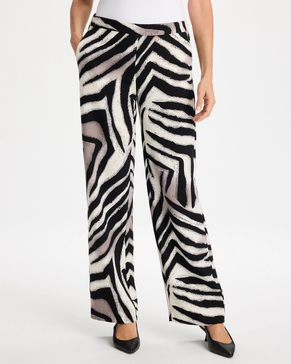 Zebra Animal Print Crepe Pants