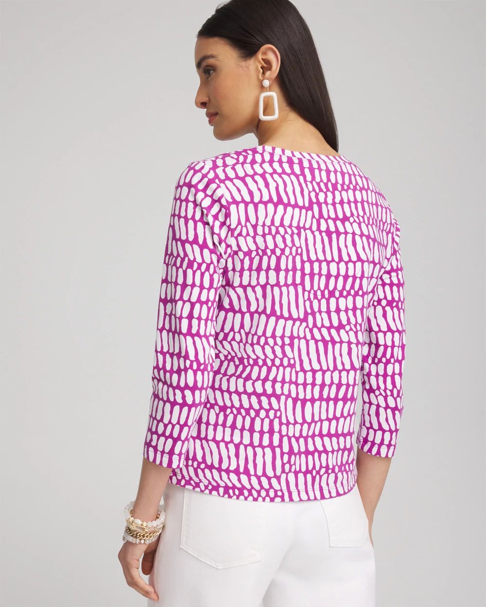 Abstract Print 3/4 Sleeve Perfect Tee