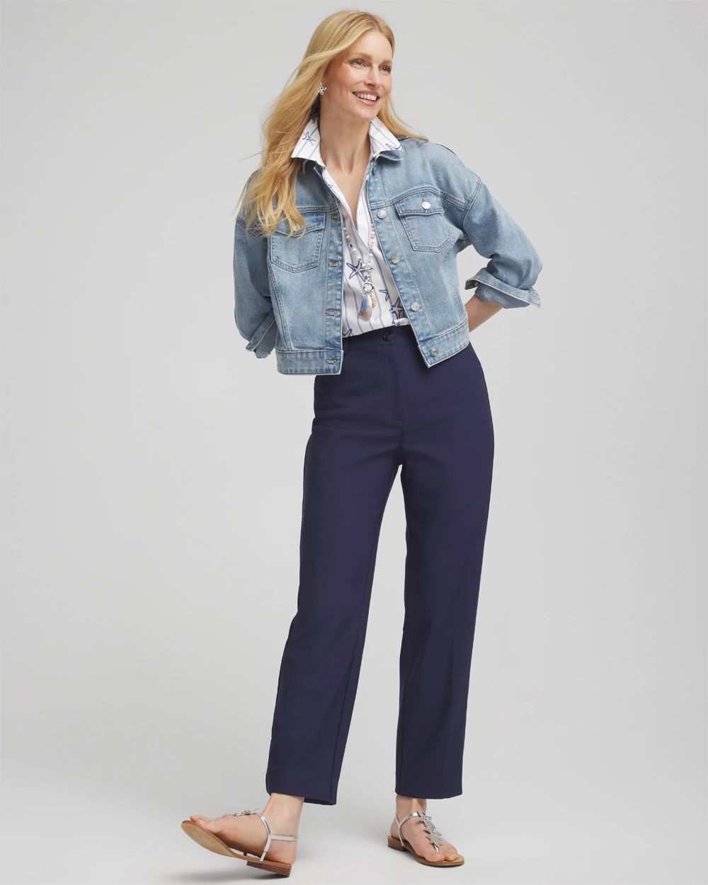 Fly-Front Ankle Pants
