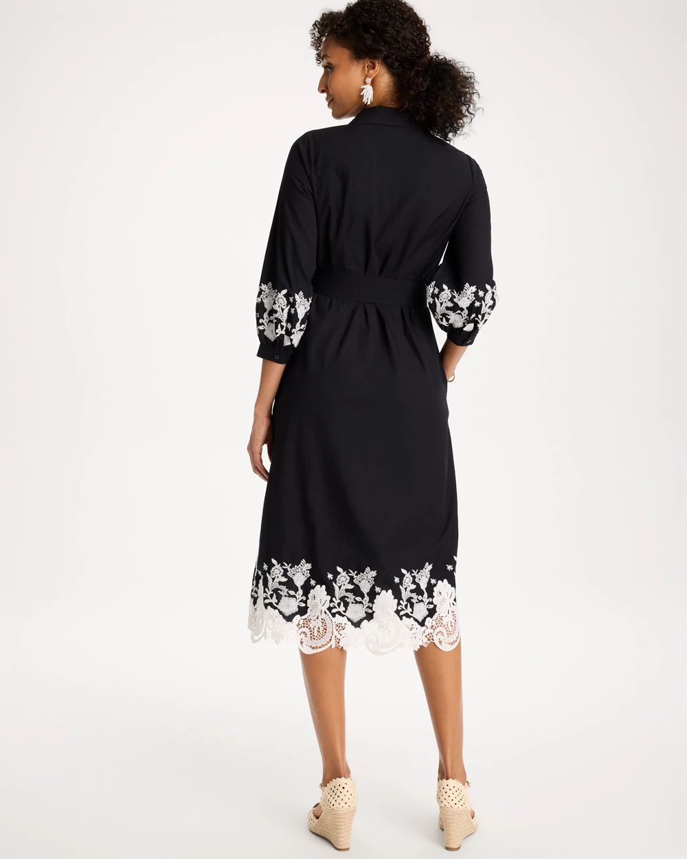 Cotton Lace Trim Shirtdress click to view larger image.