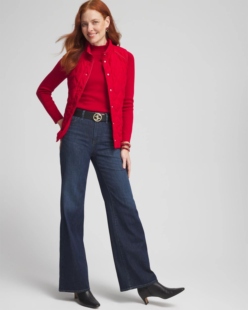Ecovero™ Button Mock Neck Sweater