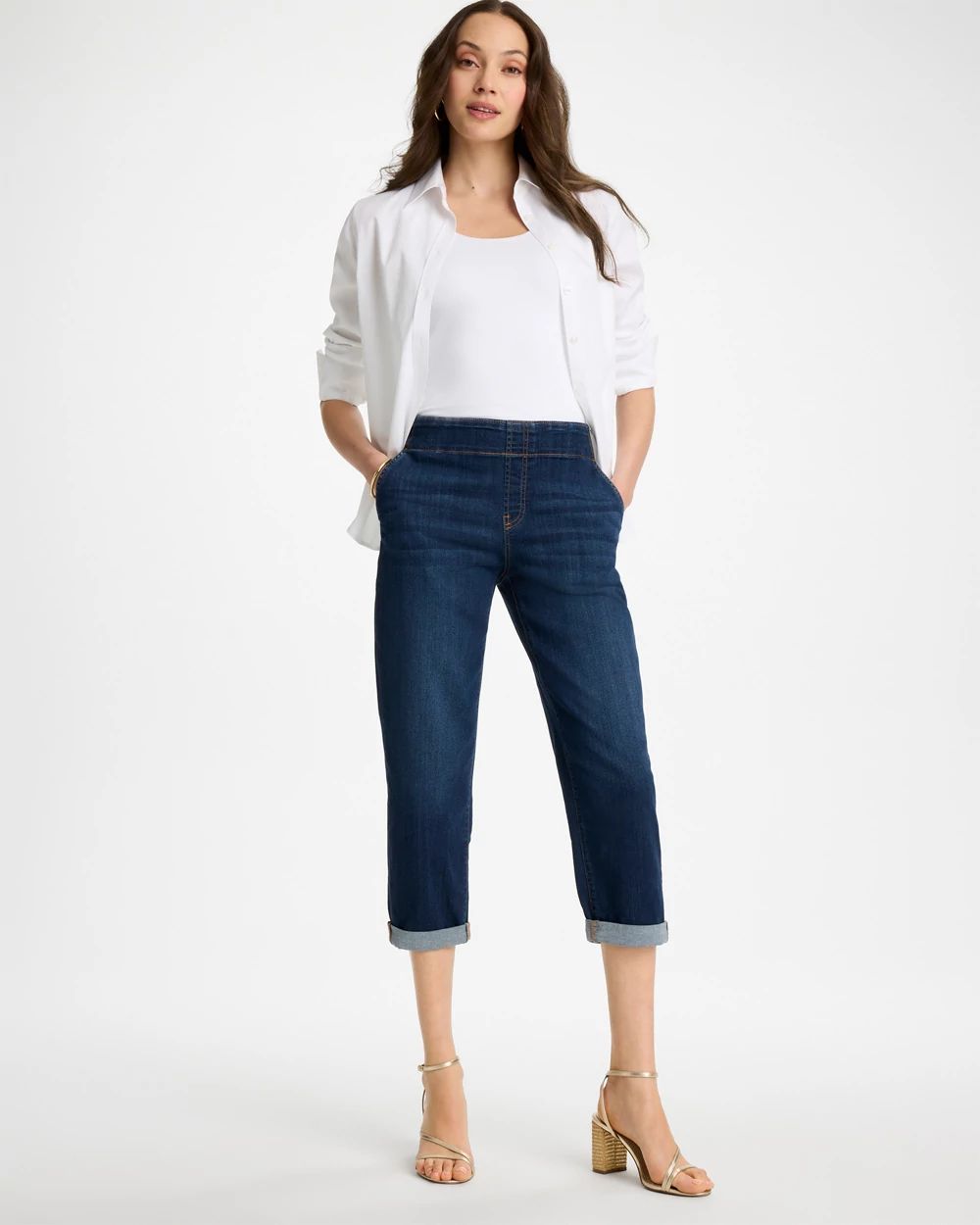 Pull-On Boyfriend Cropped Jeans