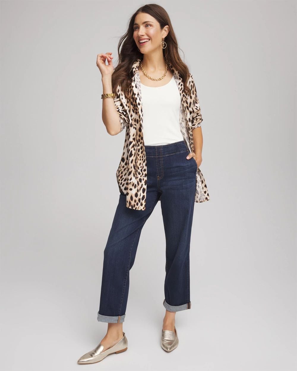Pull-On Boyfriend Cropped Jeans