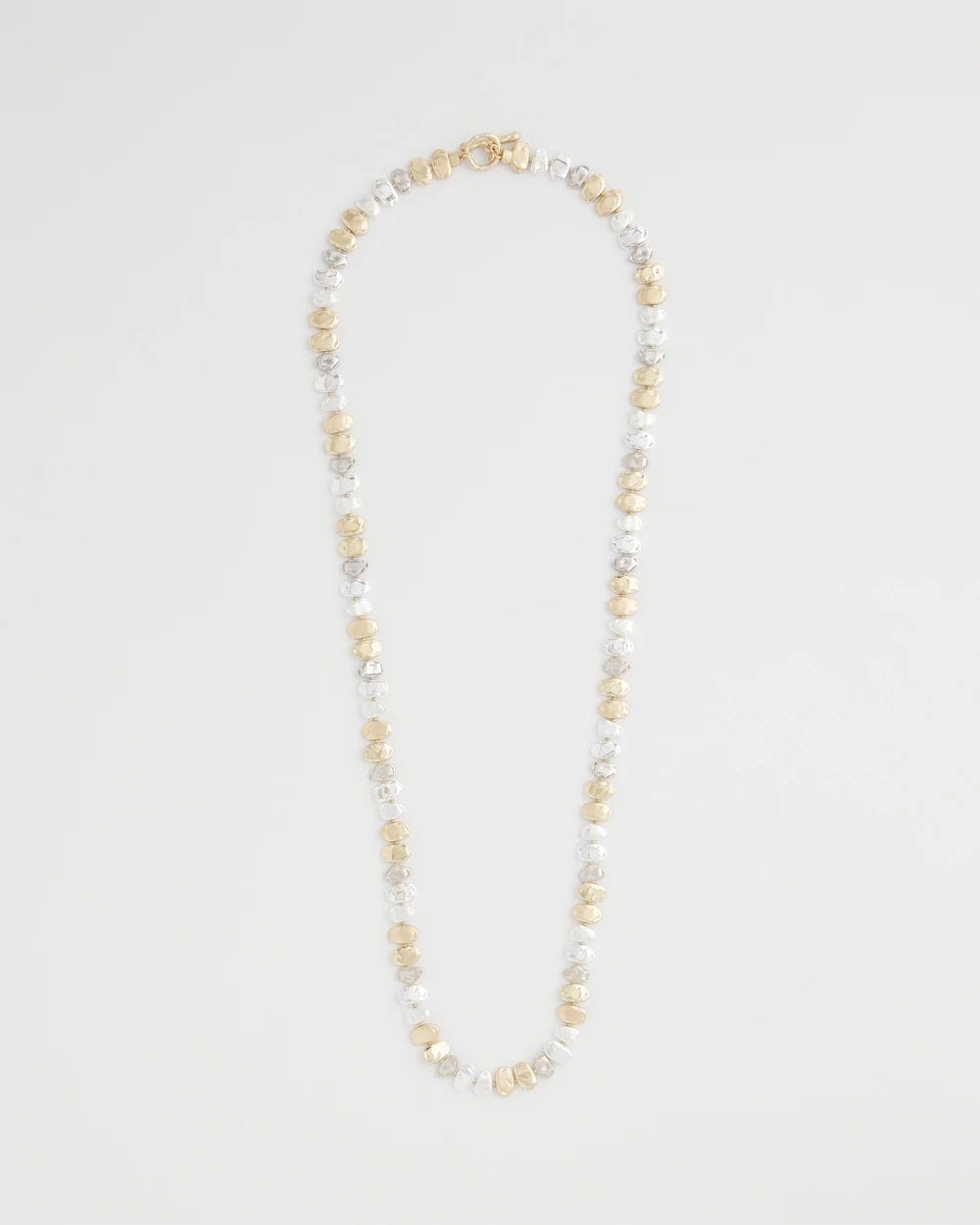 Mixed Metal Long Single Strand Necklace