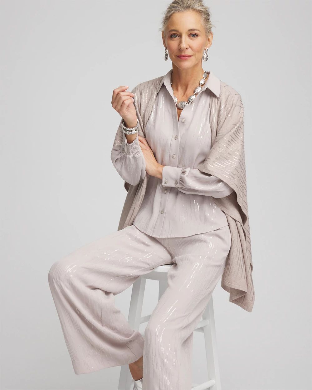 Sequined Satin Shirt