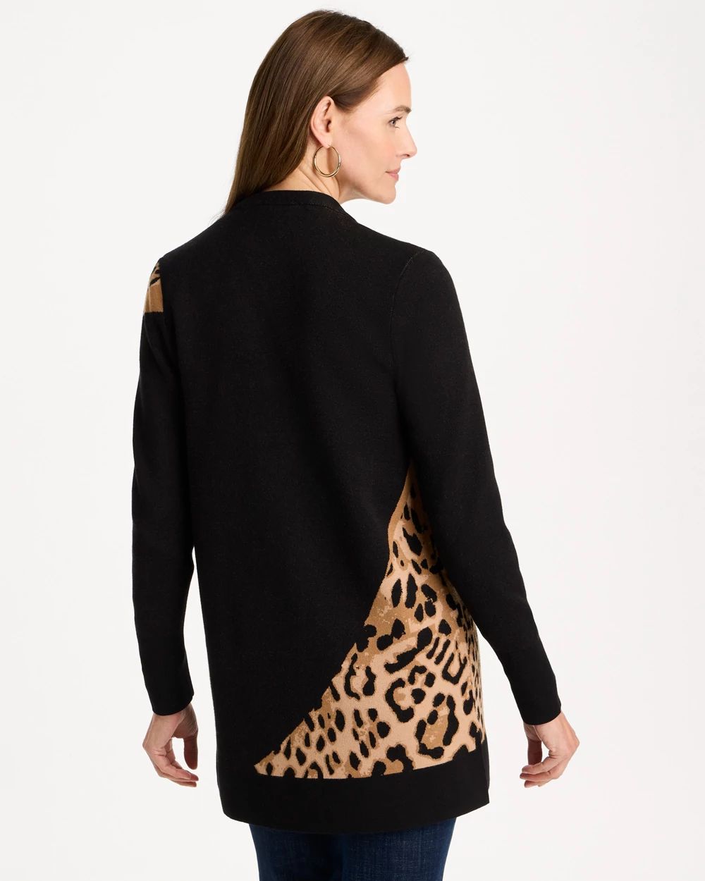 Ella Animal Jacquard Open-Front Cardigan click to view larger image.